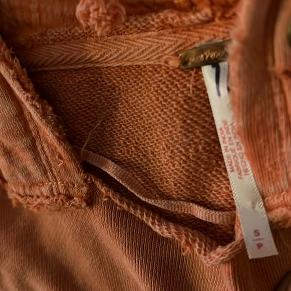 Free People Love Letter long sleeve hoodie in peachy orange size Small - Picture 2 of 5
